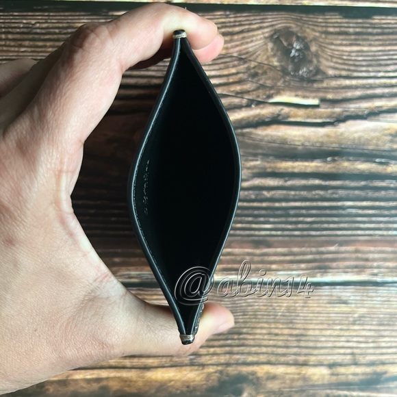 New Coach Signature Canvas Leather Card Case with Red Black Varsity Stripes - Picture 3 of 6